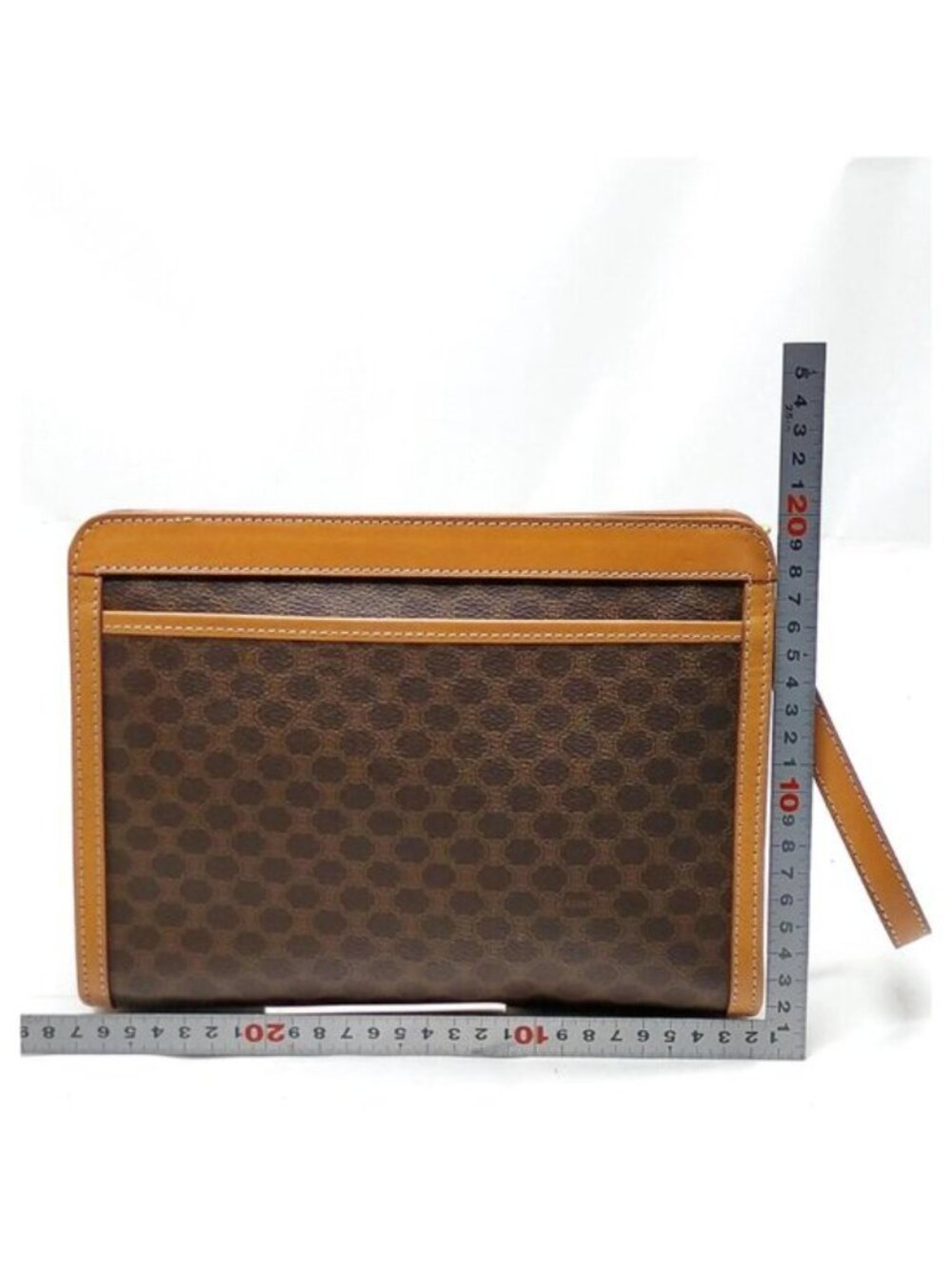 Authentic Celine Macadam Clutch Brown PVC Leather Wristlet Vintage Logo Pouch - Picture 3 of 16
